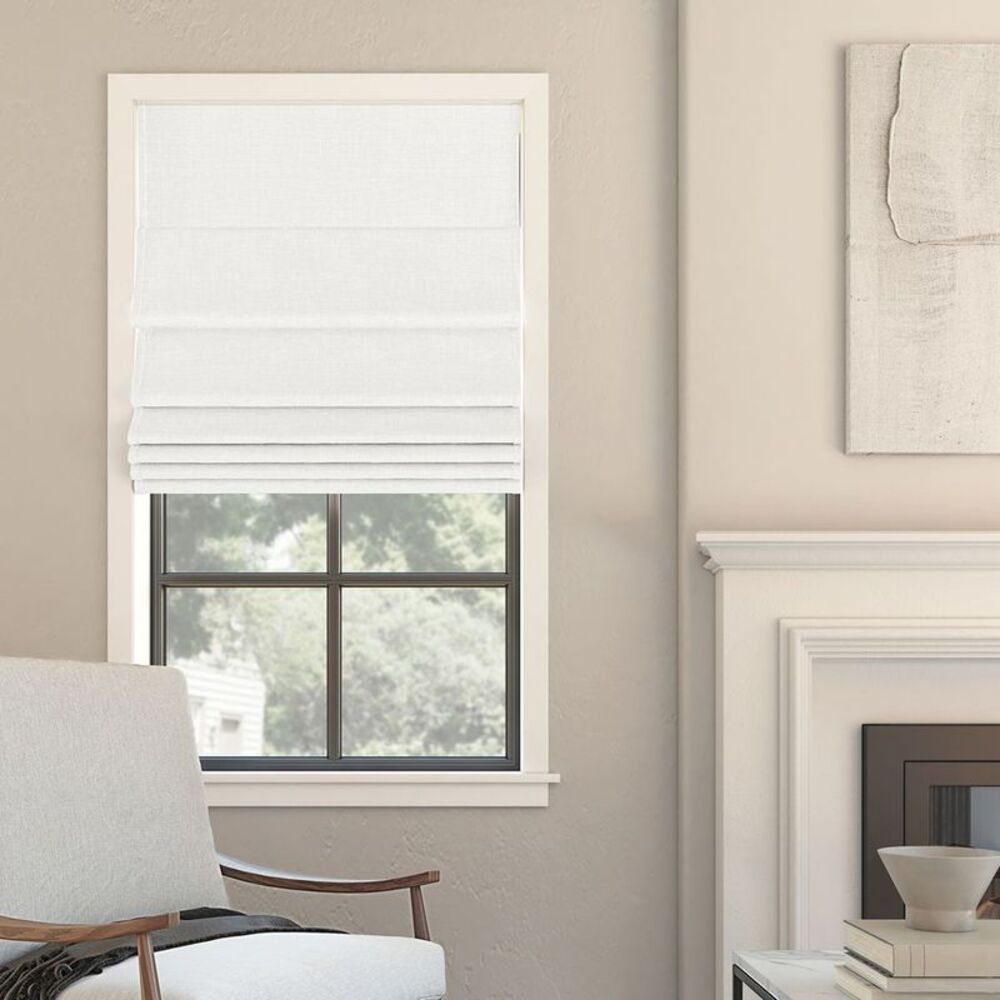 23"x64" Sun Zero Somerton Textured 100% Blackout Cordless Roman Shade White